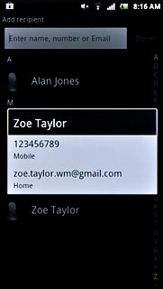 Press the required phone number or the required email address.Write subject and text for your picture message.