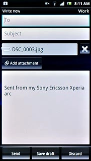 An email message containing the picture or video clip is created.Press To.