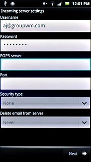 Press the field below POP3 server and key in the name or IP address of your email provider's incoming server.