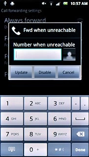 Press Disable.A request to change the setting is sent to the network.Repeat until all diverts have been cancelled.