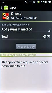 If it's the first time you download an application: press Add payment method and follow the instructions on the display to key in your credit card information.