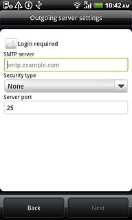 Press the field below SMTP server and key in the name or IP address of your email provider's outgoing server.Please note that if you can't send email messages when using your email provider's outgoing server, key in smtp.vodafone.net.au (Vodafone's outgoing server).