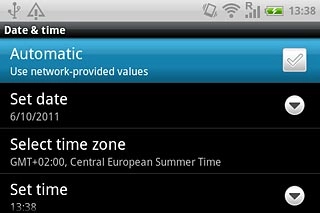 Press Automatic to turn automatic date and time update on or off.