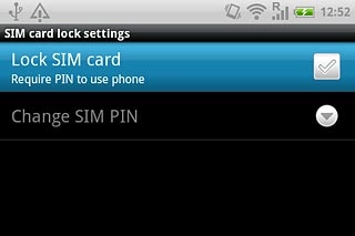 Press Lock SIM card to turn use of PIN on or off.