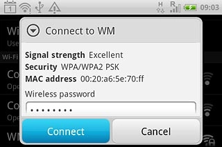Follow the instructions on the display to select security settings, if required.Press Connect.