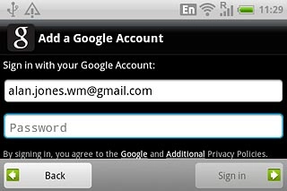 Press Password and key in the password for your Google account.