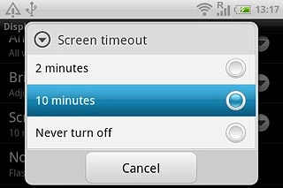 Press the required period or Never turn off.