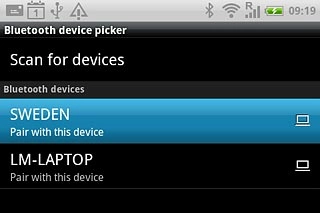 Press the required Bluetooth device.