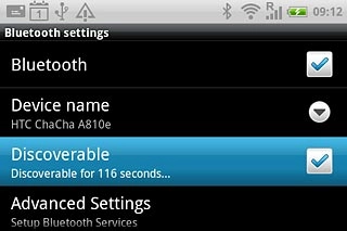 When the box next to the menu item is ticked (V), Bluetooth visibility is turned on.