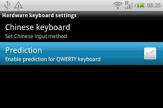 Press Prediction to turn word suggestion on or off.