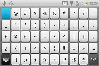 Press 1/2 to see more symbols.