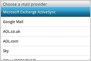 Press Microsoft Exchange ActiveSync.
