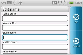 Press the field below Given name and key in the required first name.