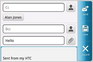 Press the text input field.Write the text for your email message.