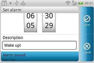Press Alarm sound.Go to the required folder.
