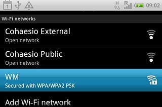 A list of Wi-Fi networks within range is displayed.Press the required Wi-Fi network.