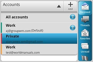 Press the required email account.