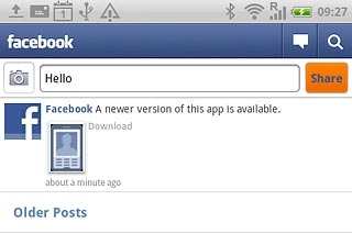 Key in the required status update and press Share.