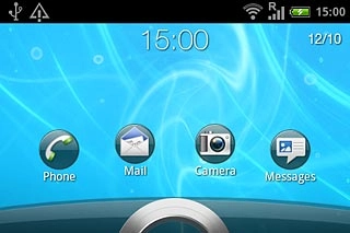 Press the ring at the bottom of the display and drag it upwards.