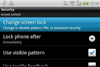 Press Change screen lock.Key in your phone lock code.