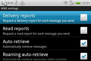 Press Delivery reports to turn the function on or off.