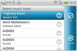 When the field next to the audio file is marked, the audio file is selected.
