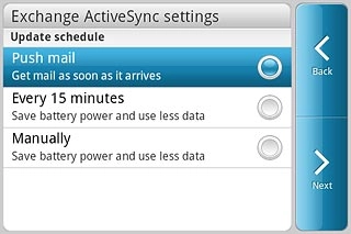 Press Push mail, Every 15 minutes or Manually.