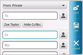 Press Cc.Key in the first letters of the required contact.Matching contacts are displayed.