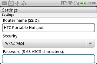 If you select a security setting:Press the field below Password (8-63 ASCII characters).Key in the required password.
