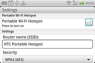 Press the box next to Portable Wi-Fi Hotspot to turn on the function.