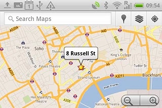 The selected destination is displayed as a point on the map.