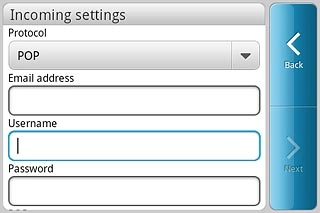 Press the field below Username and key in the username for your email account.