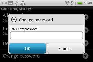 Key in the new barring password and press OK.