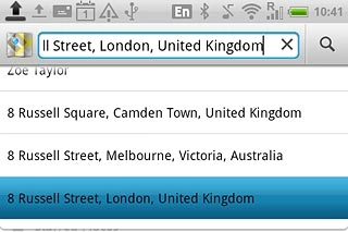 Key in the required destination.Results matching what you key in are displayed.Press the required destination.