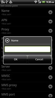 Key in Vodafone Internet and press OK.