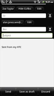 Press Subject.Key in a subject for the email message.