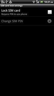 Press Lock SIM card to turn use of PIN on or off.