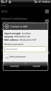 Follow the instructions on the display to select security settings, if required.Press Connect.
