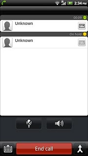 Your calls are displayed on a list and the call on hold is indicated by On hold.