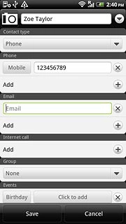 Press Email and key in the required email address.