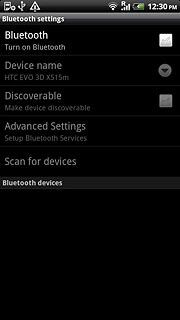 Press Bluetooth to turn on Bluetooth.