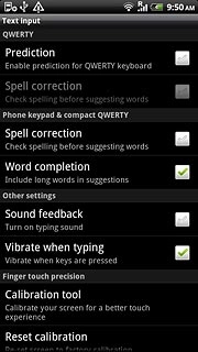 Press Prediction to turn word suggestion on or off.