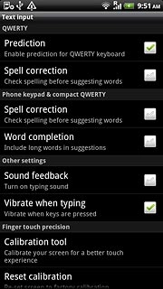 Press Word completion to turn word suggestion on or off.