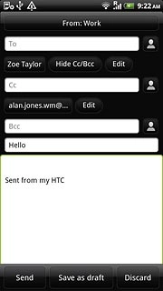 Press the message field.Write the text for your email message.