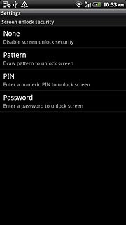 Press Pattern.Press a point and drag it to connect at least four points to create a new phone lock code.