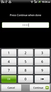 Key in the required phone lock code and press Continue.