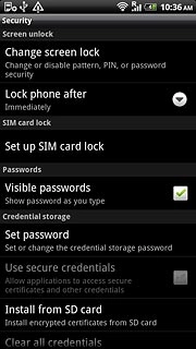 Press Change screen lock.Key in your phone lock code.