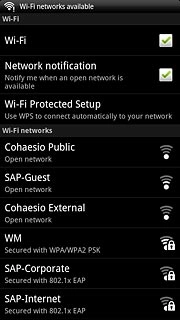 A list of Wi-Fi networks within range is displayed.Press the required Wi-Fi network.