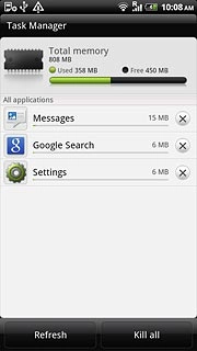 To end an application:Press X next to the required application.