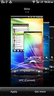 Slide your finger right or left on the display to select the required theme.